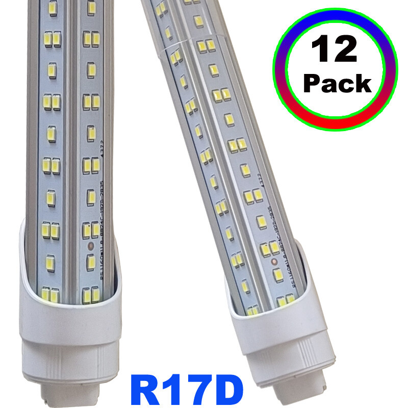 8Ft T8 R17d HO 144W LED V-Shape Tube Light Bulb 6500K Shop Lighting