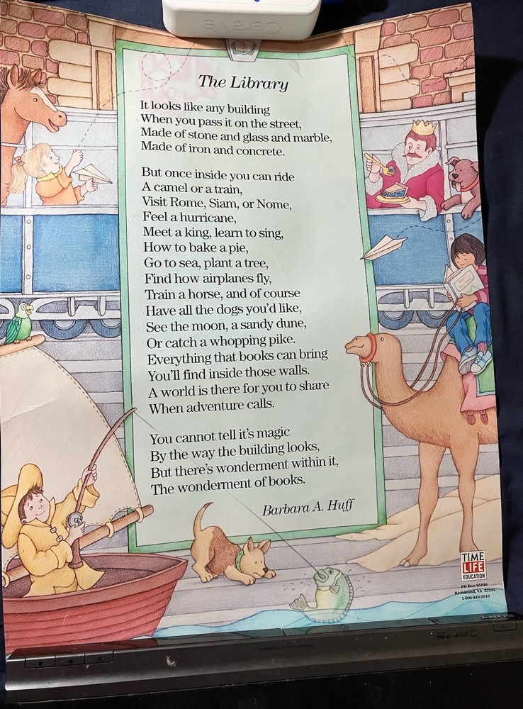 Medium Time Life Education Library Poster Barbarra A Huff Poem 17” X 22” Donkey