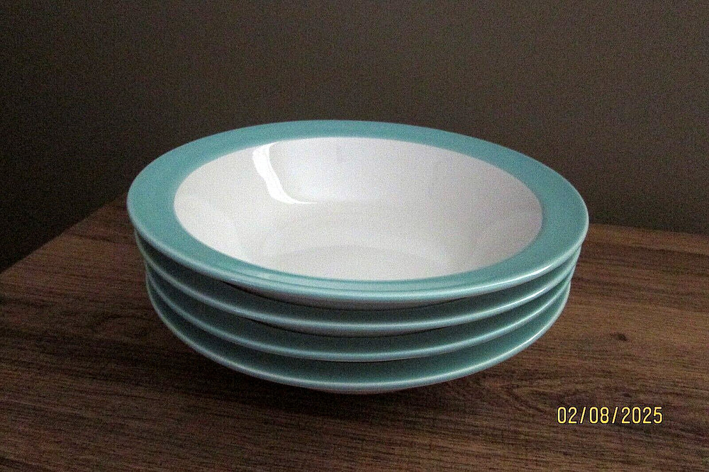 4 lot Martha Stewart Ivory /green stoneware 7