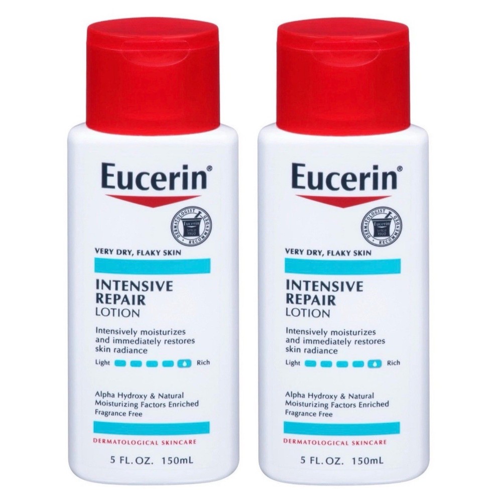 2pk Eucerin Intensive Repair Very Dry Skin Lotion Fragrance Free Moisturizer 5oz