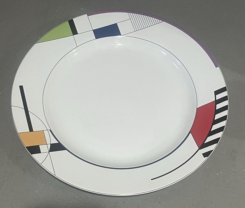 Sango Radius Chop Plate 12.5” Geometric Designs 1999 Never Used Brand New Cond