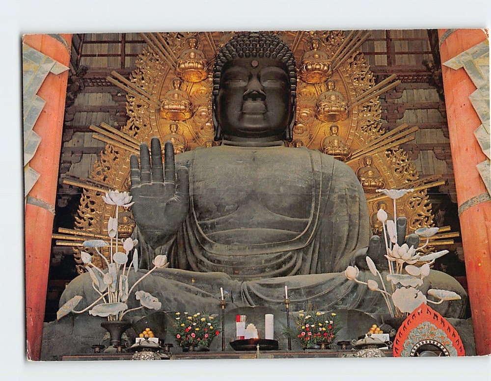 Postcard Bronze image of Buddha at Todaiji Temple Nara Japan