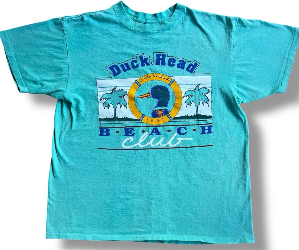 Vintage Duck Head Club Shirt Mens XL Blue Mallard Single Stitch USA 90s - Read