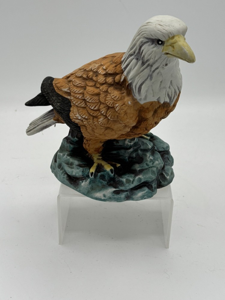 Vintage White Porcelain Bald Eagle Figurine Statue Collectible Decorative Bird Sculpture