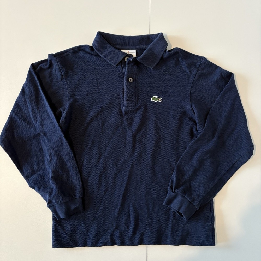 Lacoste Youth Boys Long Sleeve Polo Navy Blue Logo Size 10