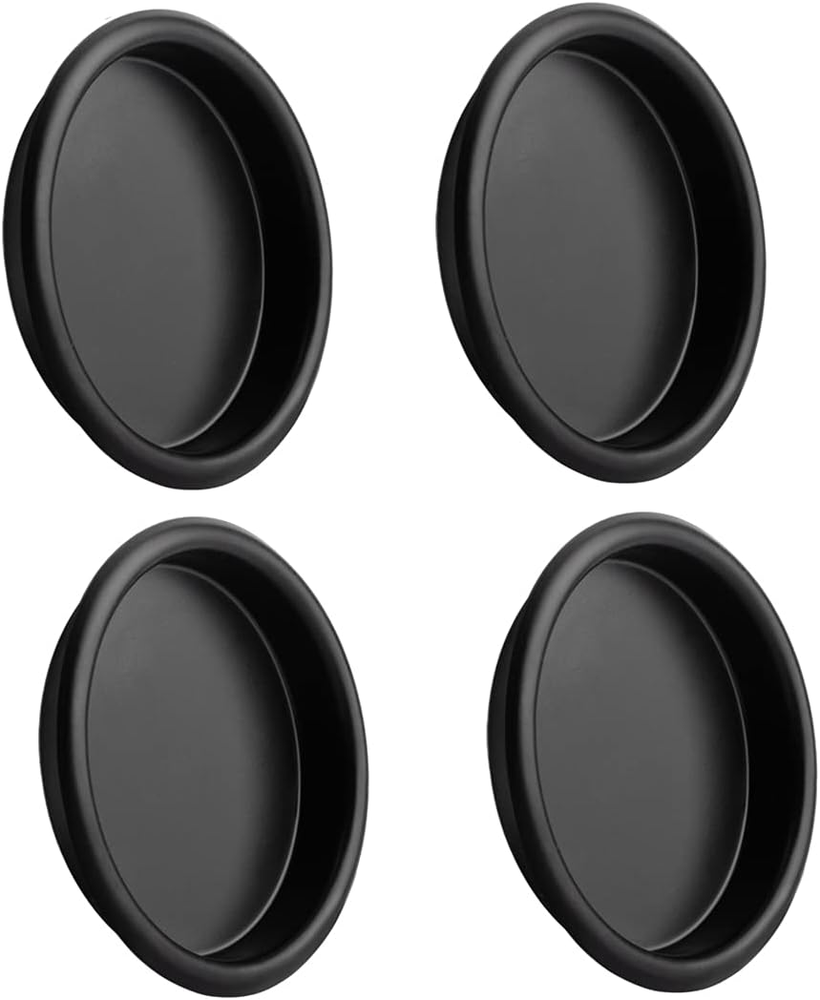 4 Pack Black Closet Door Finger Pull 2-1/8 Inch Easy Snap in Installation