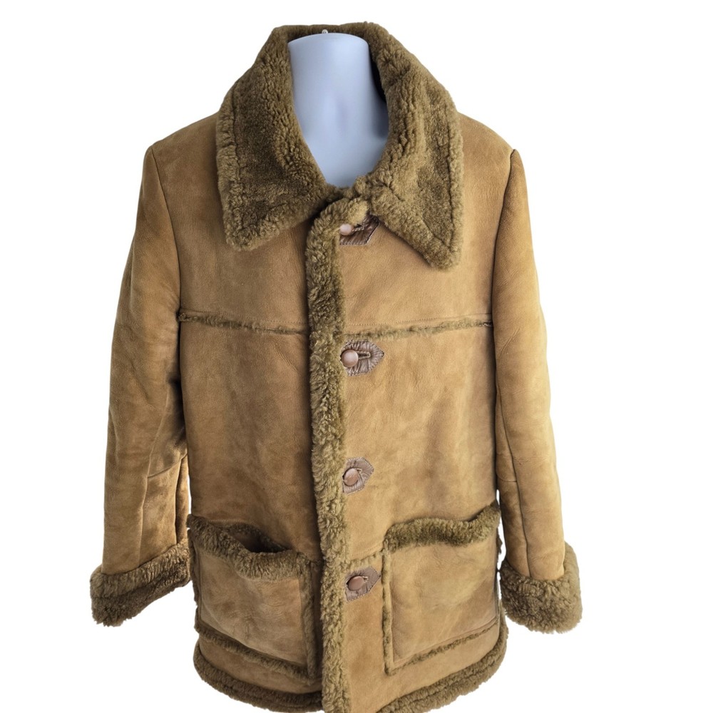 Rennay Shearling Sheepskin Heavy Wool Marlboro Coat 42 M / L Vintage New Zealand
