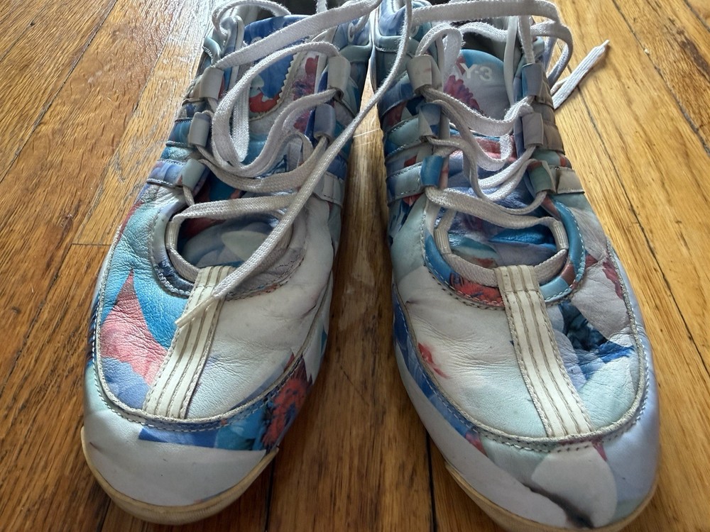 RARE🔥 Adidas Y-3 Yohji Yamamoto Boxing Floral Leather Shoes Sz 9.5 .