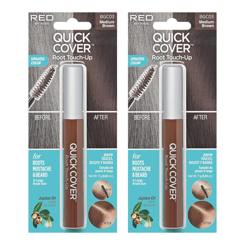 RED by KISS Quick Cover Root Touch Up Mascara in Medium Brown 2 Pack