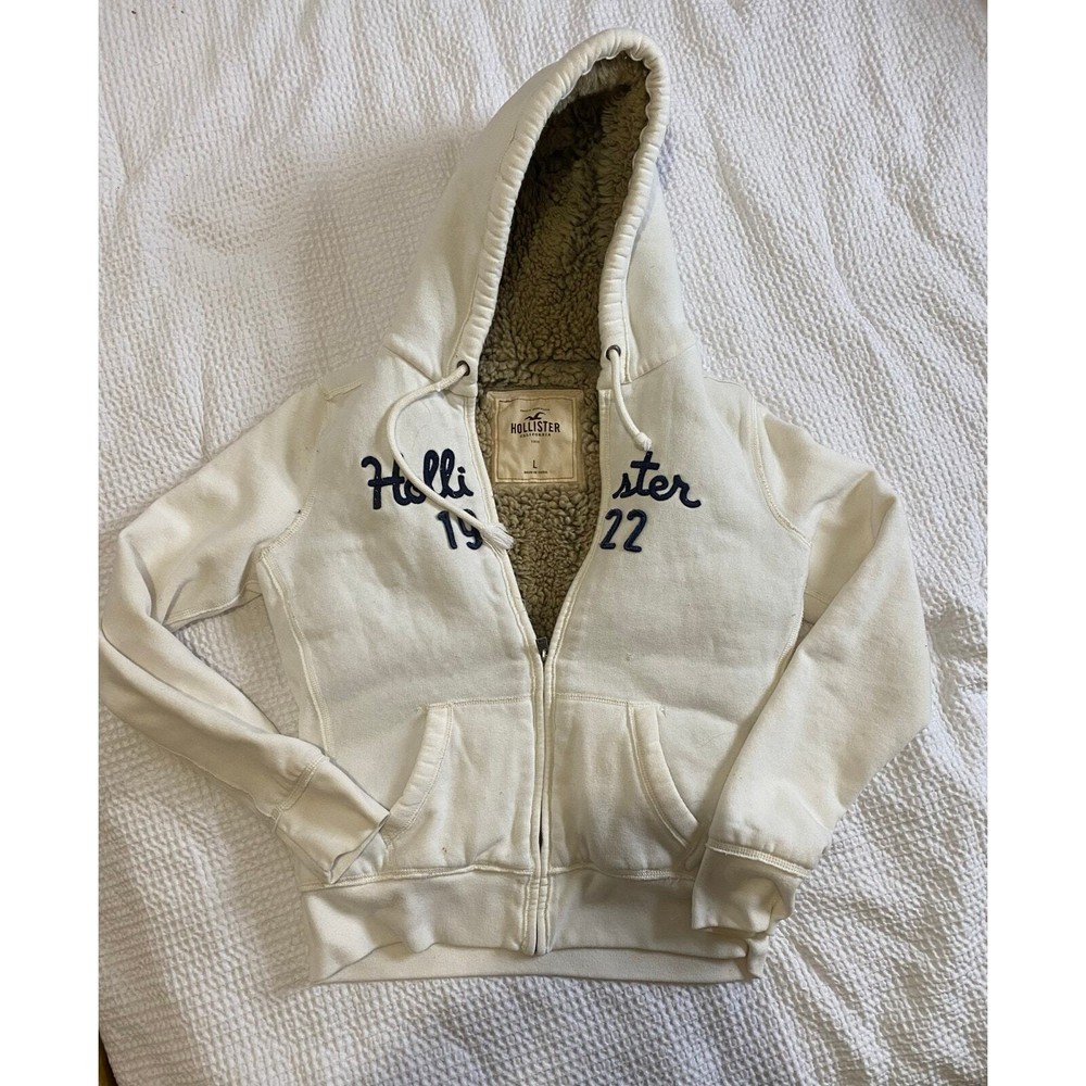 Vintage Hollister Faux Fur Lined Heavyweight Hoodie Zip Up Y2K women’s Size L