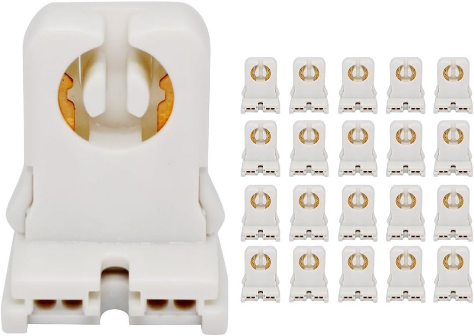 T8 LED Fluorescent Tube Lamp Holder Tombstone, 20 Count (Pack of 1), White