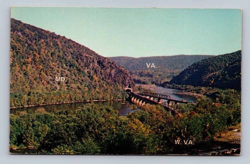 Postcard - Harpers Ferry, West Virginia - Where Three States Meet