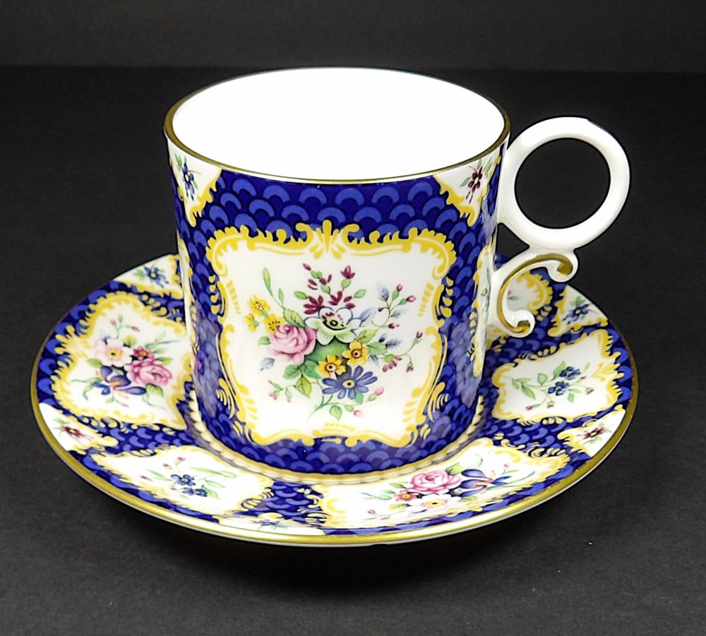 Vintage Demitasse Cup & Saucer Royal Worchester Scale Blue