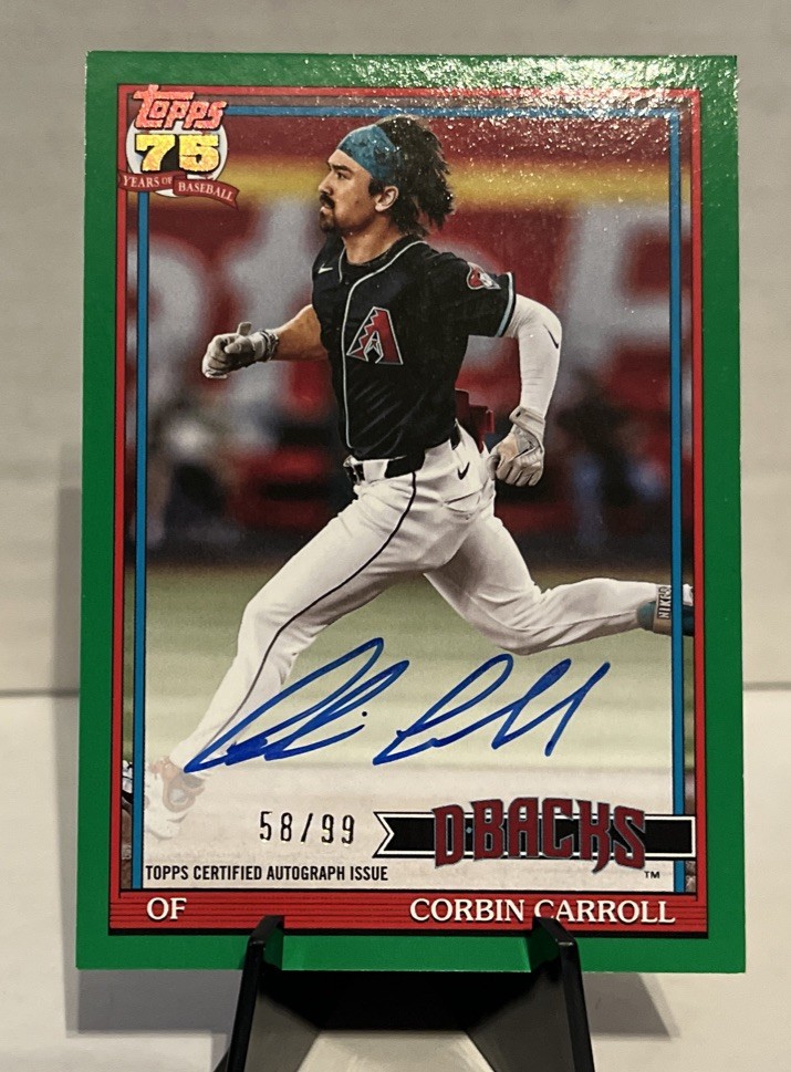 2026 Topps Series 1 91A-CC Corbin Carroll Green Frame Parallel Autograph/99