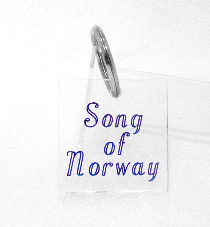 Vintage SONG OF NORWAY Keychain Clear Hard Plastic Cruise Ship Souvenir Rare