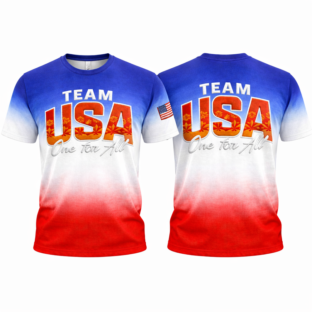 USA Team Printed All Over Print TShirt - Size S to 5XL
