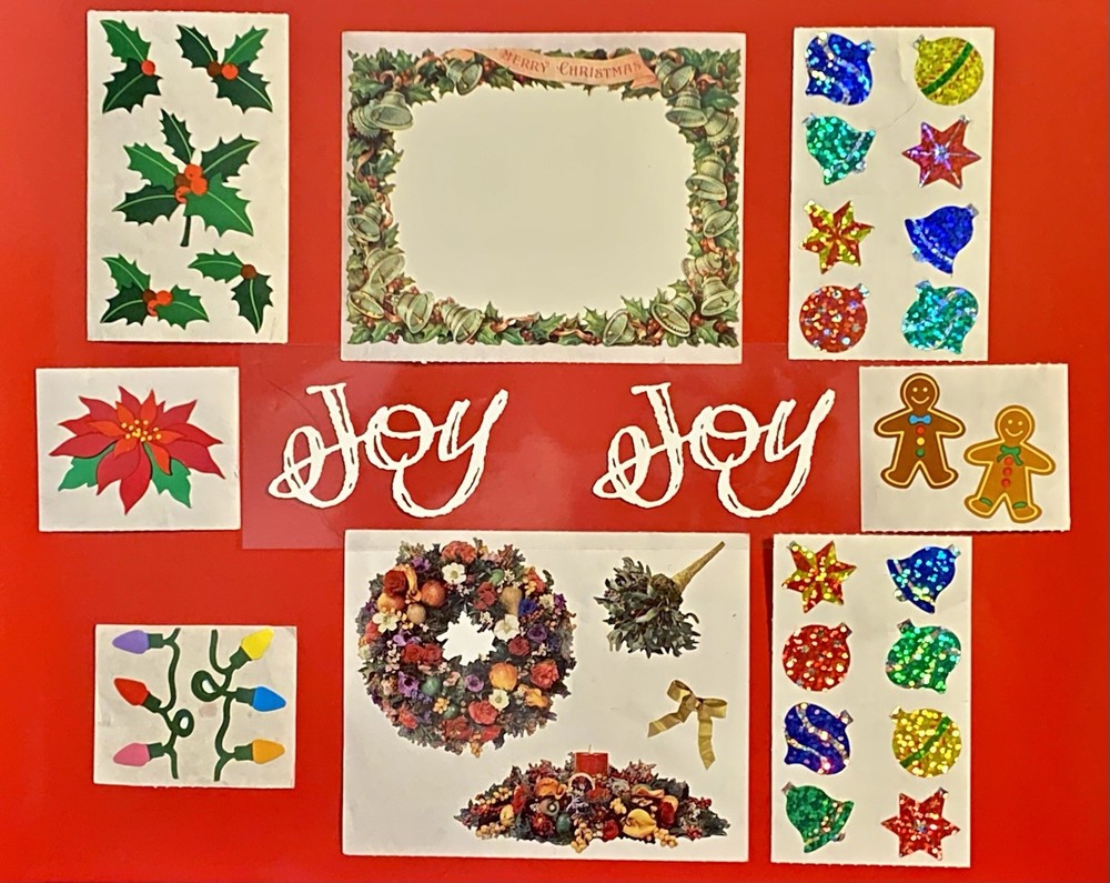 Vintage Mrs. Grossman's Stickers Christmas Poinsettia Holly Gingerbread Ornament