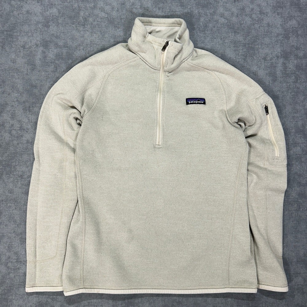 Patagonia Better Sweater cream color outdoors casual 1/4 zip fleece womens M