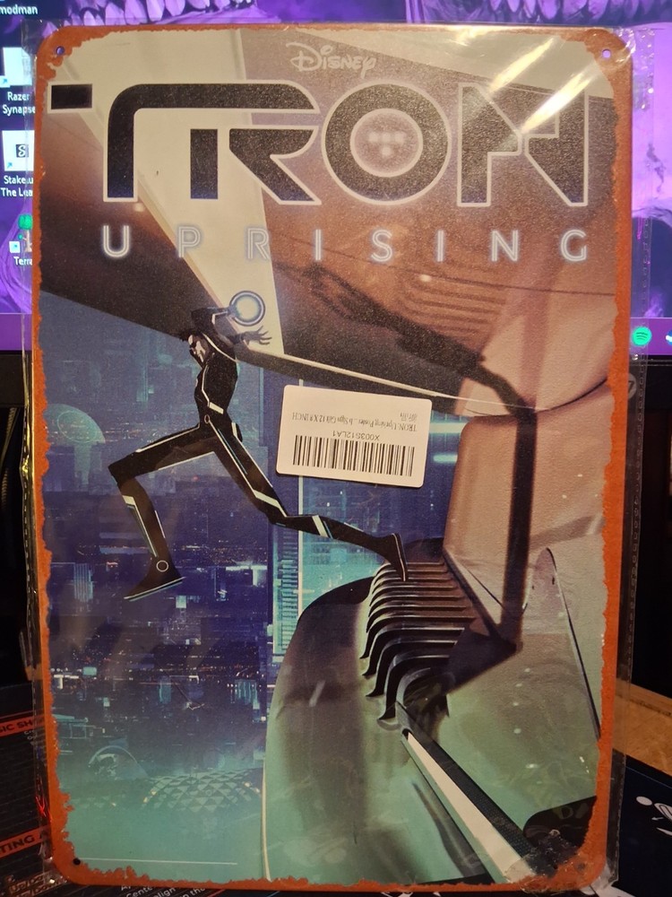 Tron Uprising Disney Film Art Tin Metal Wall Sign Decor man Cave 12x8In