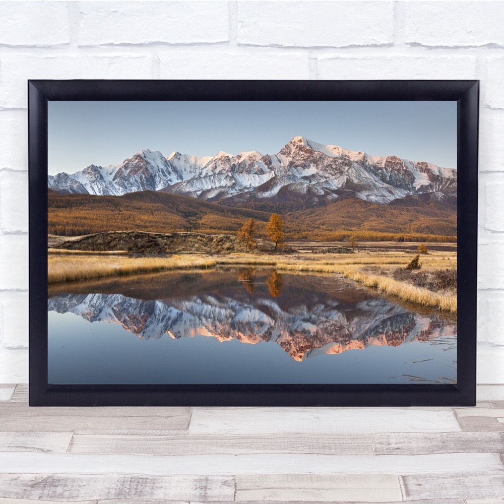Autumn Mountains Range Fall Lake River Wall Art Print