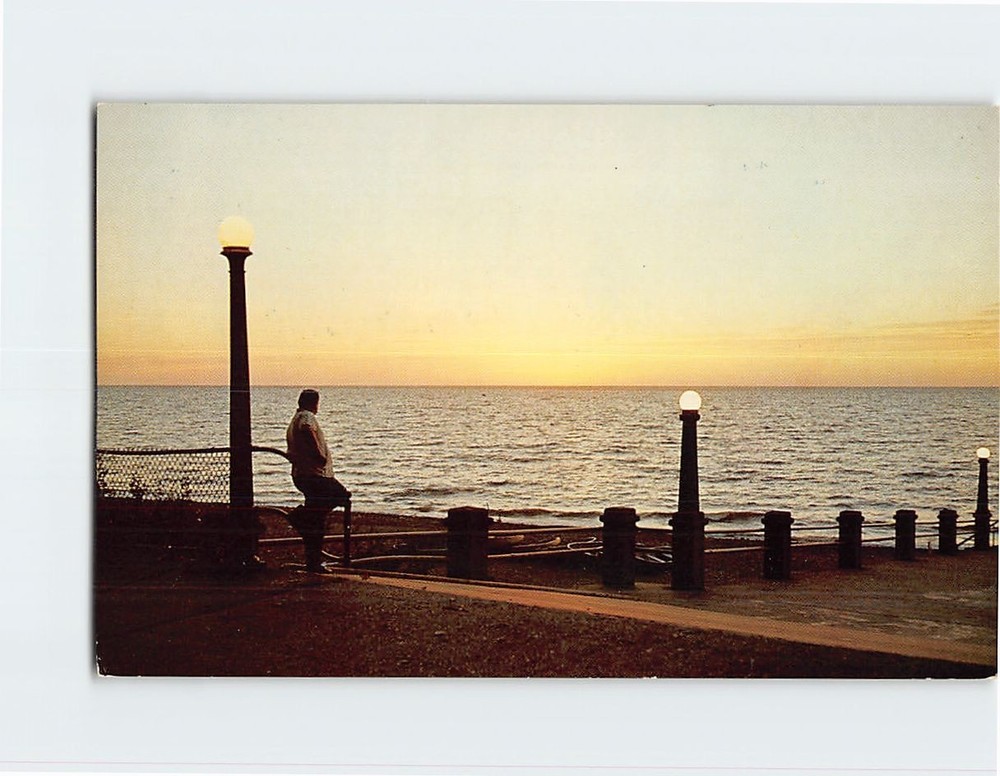 Postcard Sunset Scene Euclid Beach Park Cleveland Ohio USA