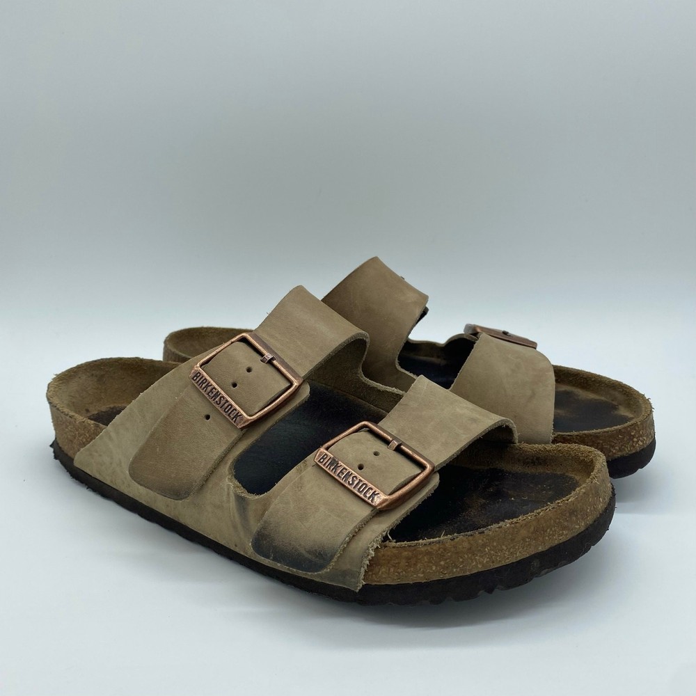 Birkenstock Women size 36 Arizona Tobacco Tan Brown Slides Sandals Cork Leather