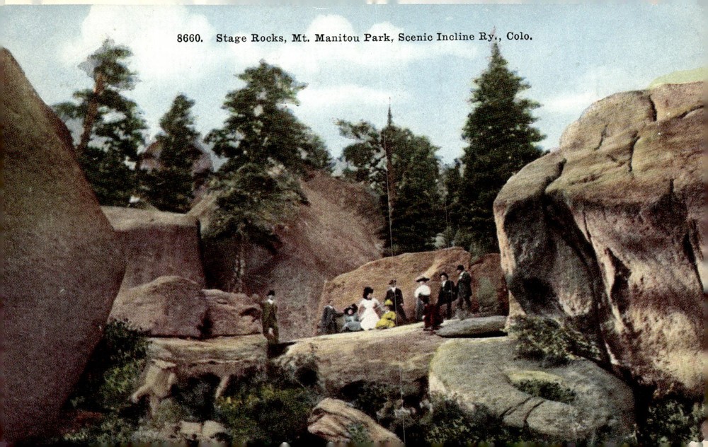1911 Scenic Incline Railway Mt Manitou Park Colorado Stage Rocks Litho Postcard