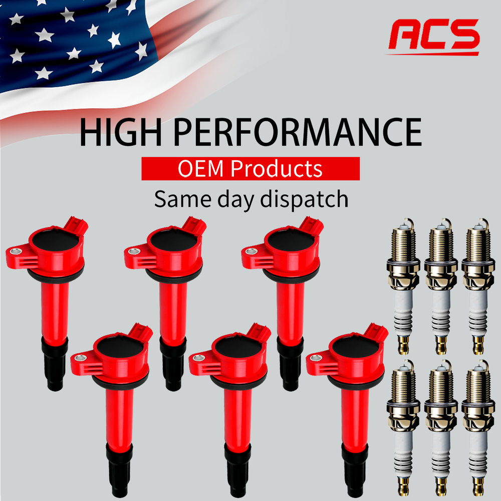 6PCS OEM Enhanced Ignition Coil & Iridium Spark Plug For Ford Mercury 3.0L UF486