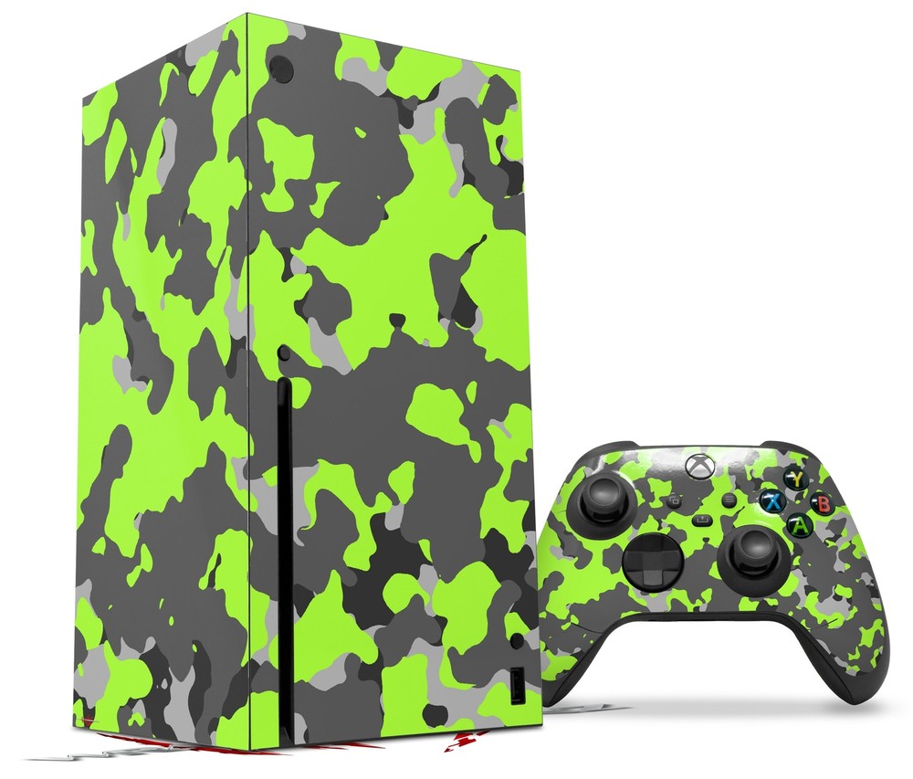 Skin Set for XBOX Series X WraptorCamo Old School Camouflage Camo Lime Green