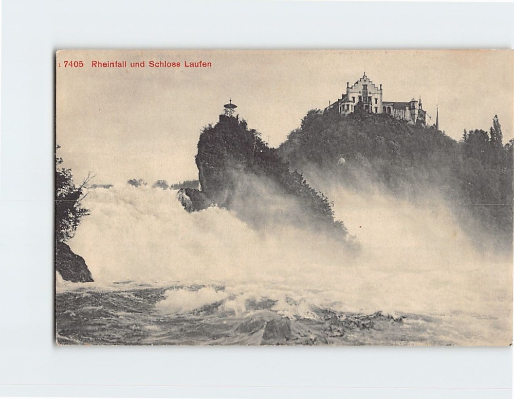Postcard Rhine Falls & Schloss Laufen Switzerland