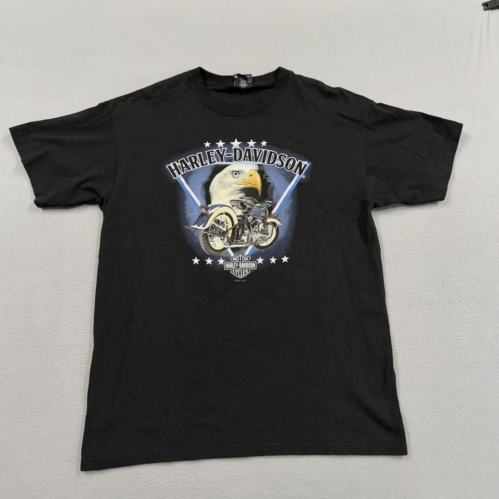 Vintage Harley-Davidson Shirt Mens Large Black Eagle Krakow Poland Graphic Tee