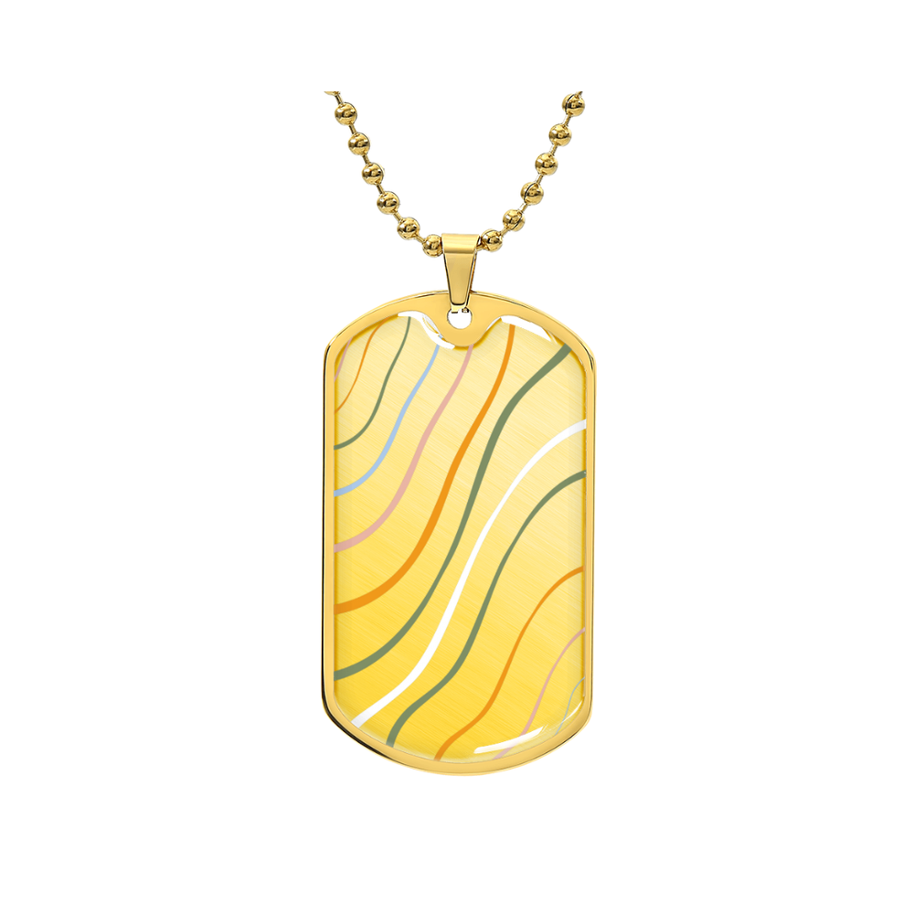 Graphic Dog Tag Pendant + Necklace - Abstract Wavy Line-image