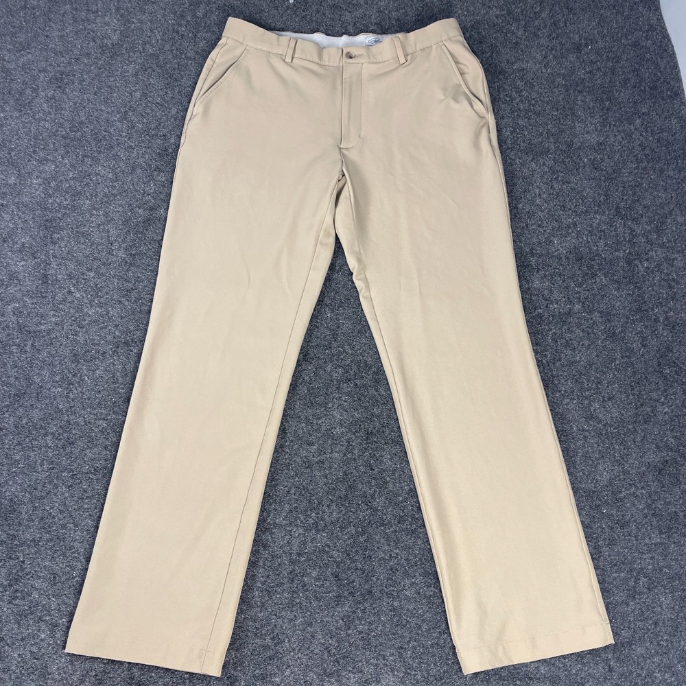 Greg Norman Golf Pants Mens 34x32 Khaki Stretch Performance Flat Front Casual