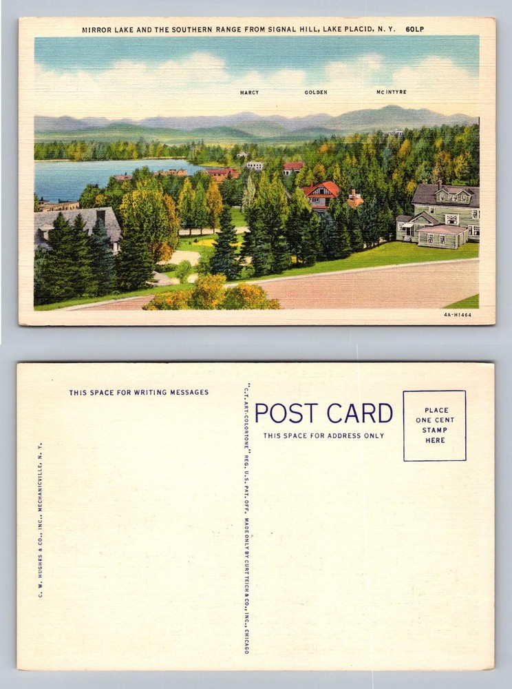 Lake Placid, NY-New York, Mirror Lake Southern Range View Vintage Postcard