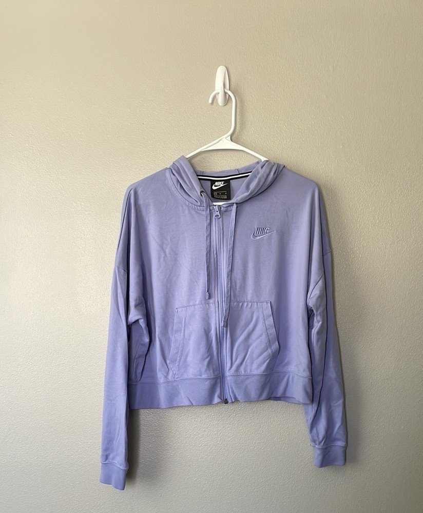 Nike Women’s Cropped Oversized Full Zip Hooded Sweatshirt Periwinkle Size Medium