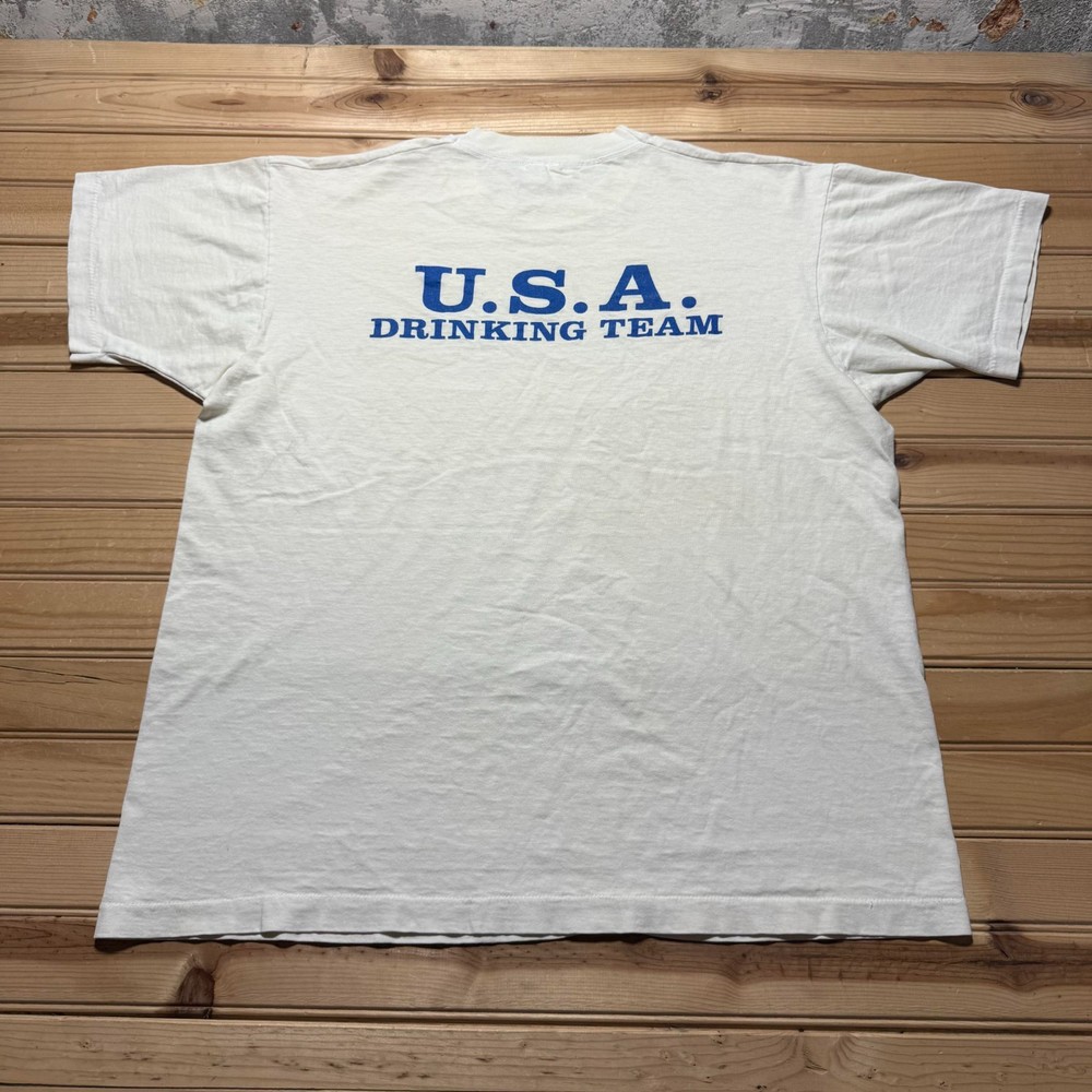 Vintage 80s Marquette Olympic USA Drinking Team Funny T-Shirt USA Made - Size XL