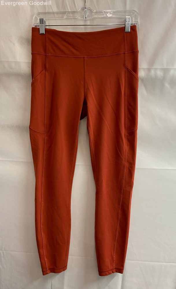 Lululemon Women's Orange High-Rise Pockets Pull-On Cropped Leggings Size 8
