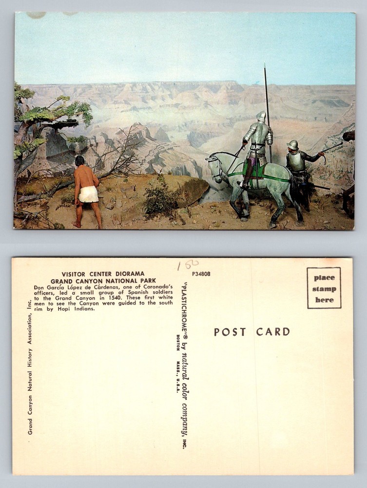 Grand Canyon, AZ-Arizona, Visitor Diorama Coronado Expedition Vintage Postcard