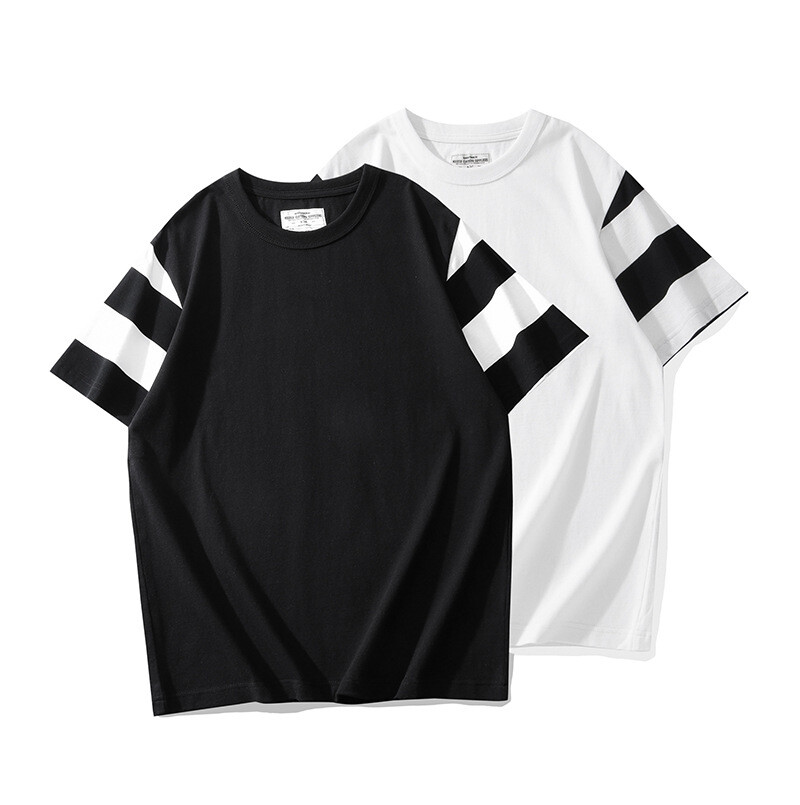 Retro Striped Short Sleeve T-Shirts For Men Casual Crew Neck Motorcycle Shirts
