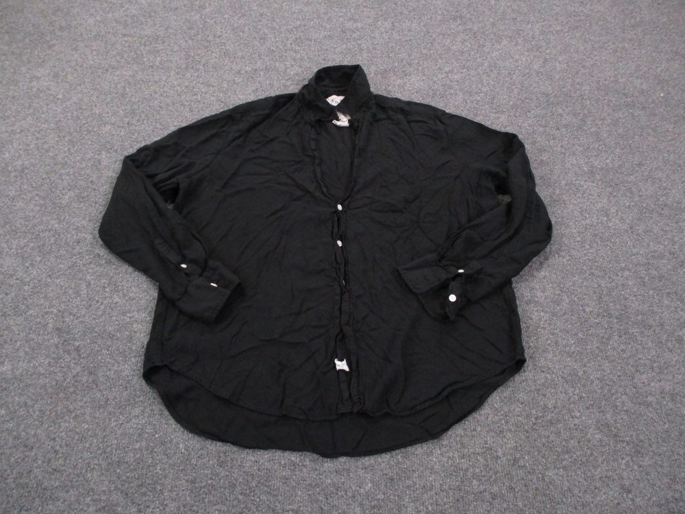 Frank Eileen Shirt Womens S Black Oversized Work Casual Italian Italy Breathable