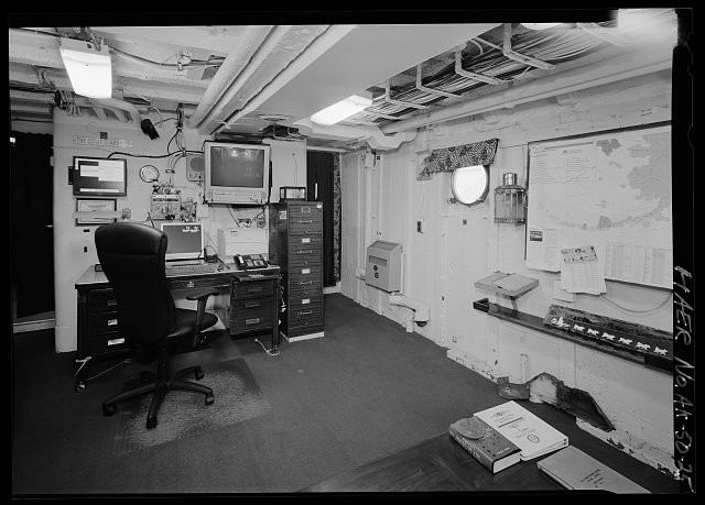 Stateroom with office equipment - US Coast Guard Cutter STORIS, Womens Bay,