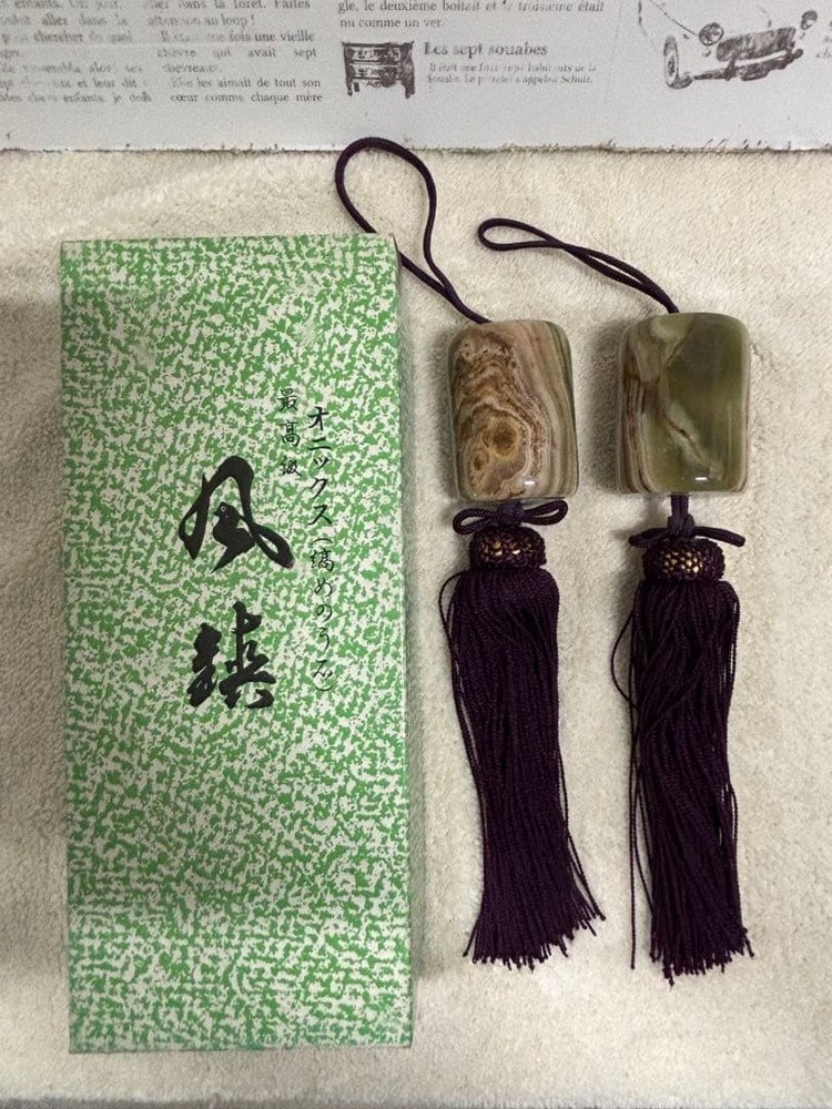 Onyx Fuchin Wind Chime for Kakejiku Hanging Scroll Decor Natural Stone