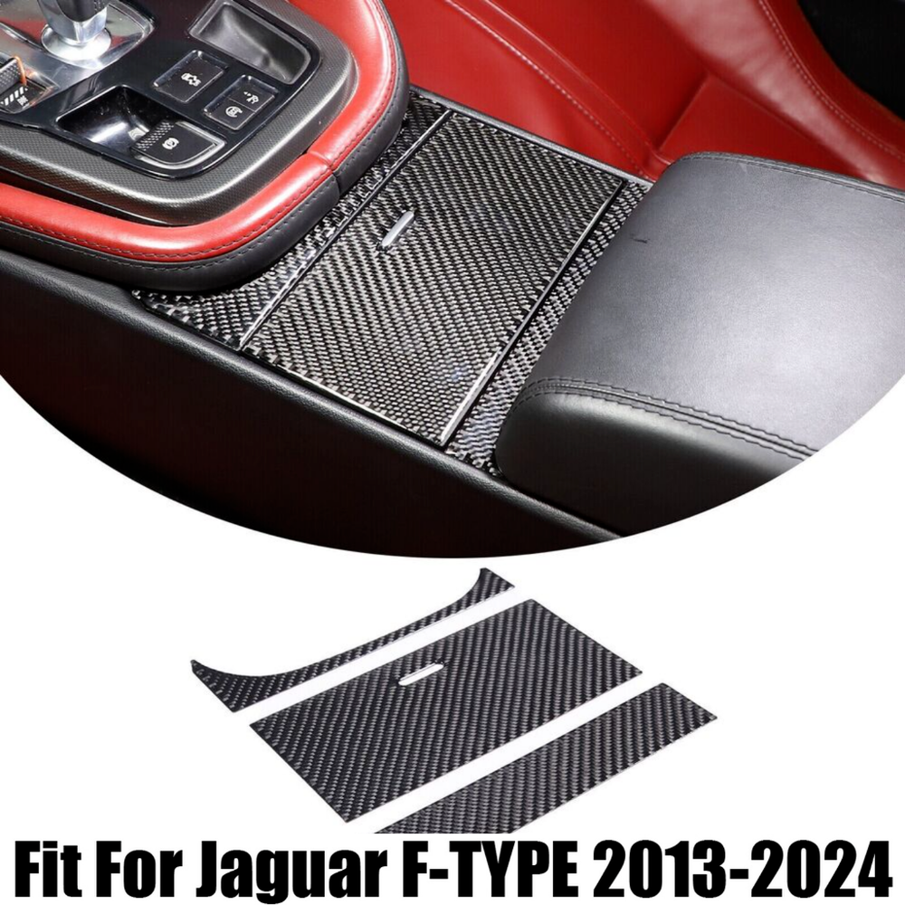 For Jaguar F-TYPE 2013-2024 Real Carbon Fiber Center storage Panel Trim 3X Cover