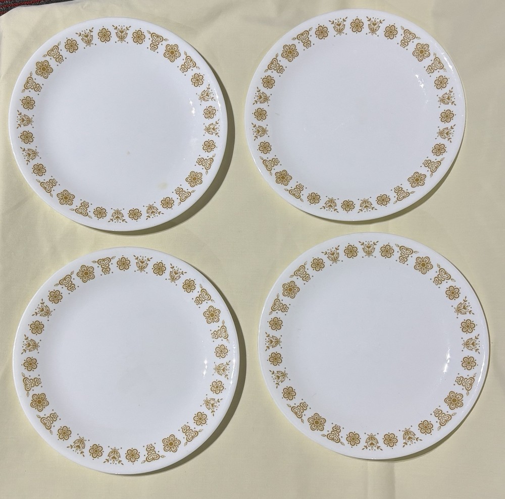 Vintage Corelle Corning Butterfly Gold Luncheon Plates 8-1/2”  Set of 4