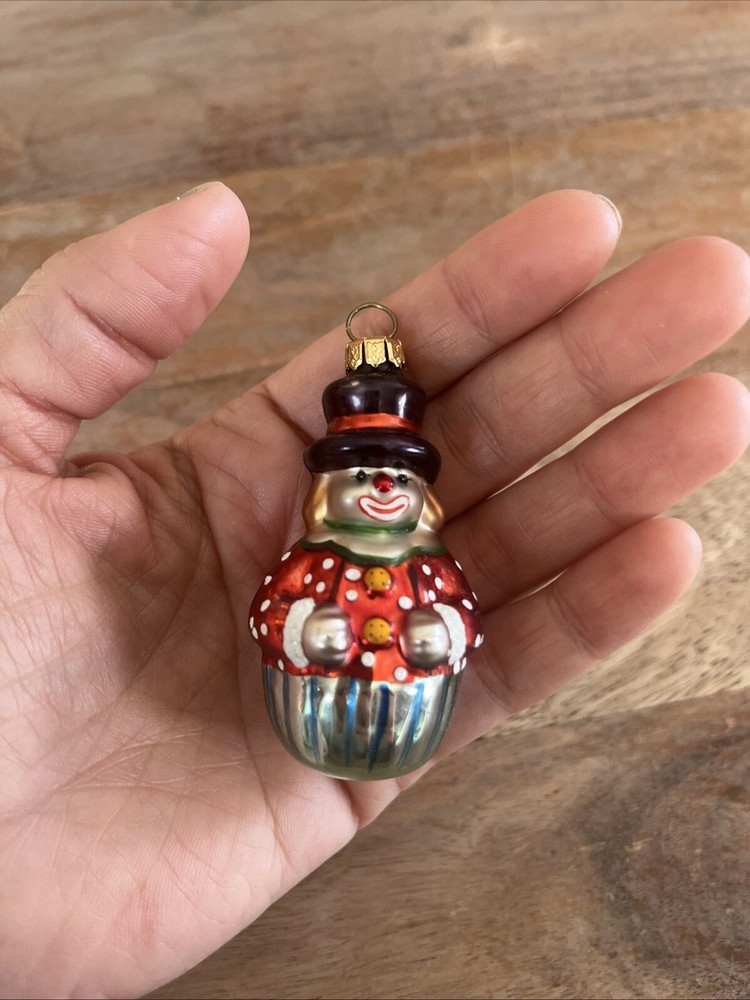 Vintage Dept 56 Blown Glass Clown Christmas Ornament Sm Hand Painted 2.5