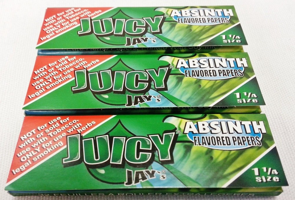 3 Packs Absinth Flavor JUICY JAYS 1 1/4 32 Pre-Roll Cones with Free Shipping-image