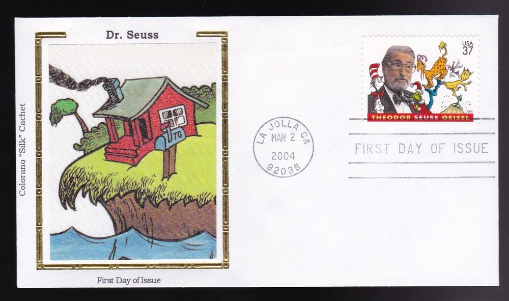 Dr. Seuss #3835 Us First Day Cover 2004, Colorano Silk Cachet Fdc