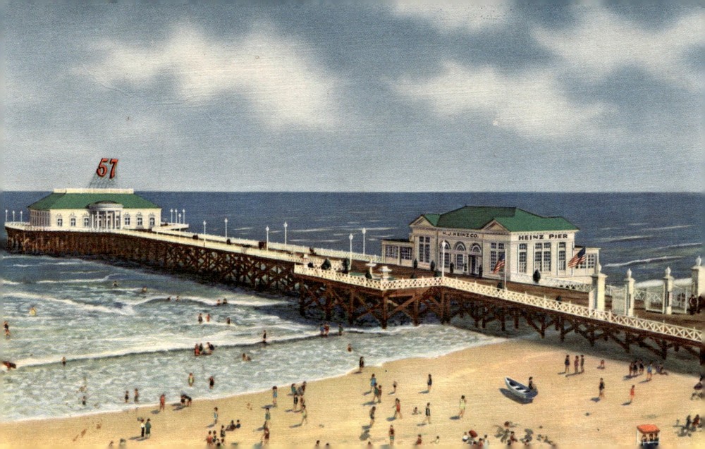 1940s Heinz Ocean Pier Atlantic City NJ 57 Varieties Linen Style Vintage Postcar