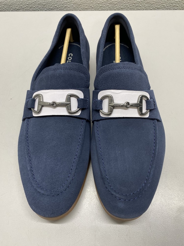 Cole Haan Mens Lewis Grand Bit Suede Leather Loafers Size 9 M Navy Blazer