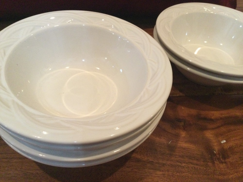 Pfaltzgraff Acadia white embossed 6.25-inch cereal bowl set of 6-image